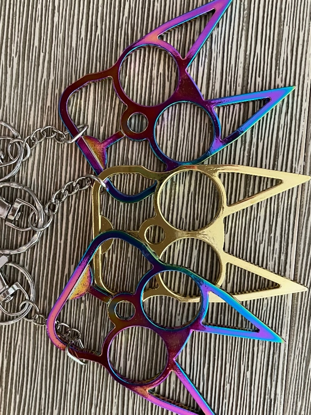 Cat Pointy Ears Metal Knuckle Protection! 3, Self Defense Safety Keychains